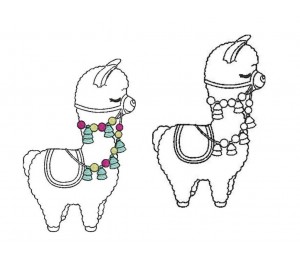 Stickdatei - Lama 4 Line Art